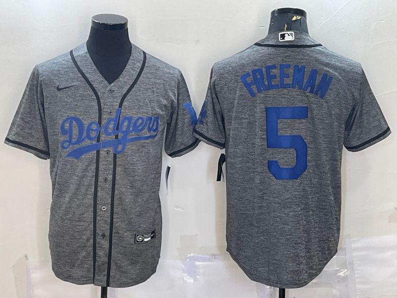 Men Los Angeles Dodgers #5 Freeman Grey hemp ash 2022 Nike MLB Jerseys